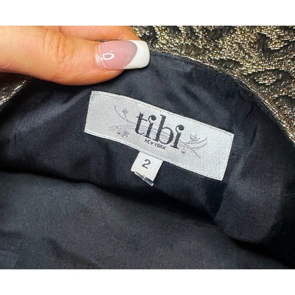 Tibi New York Black Gold Metallic Leopard Print Sleeveless Sheath Dress Size 2 - Picture 4 of 4